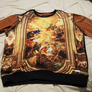 Men Vegan Leather and Cloth shirt